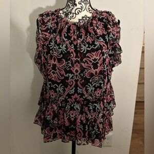 Kate Spade Pink and Black Patterned Blouse